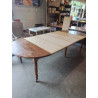 TABLE RONDE A ABATTANTS 6 PIEDS  TOURNÉS 112X71,5CM 4 RALLONGES 41CM