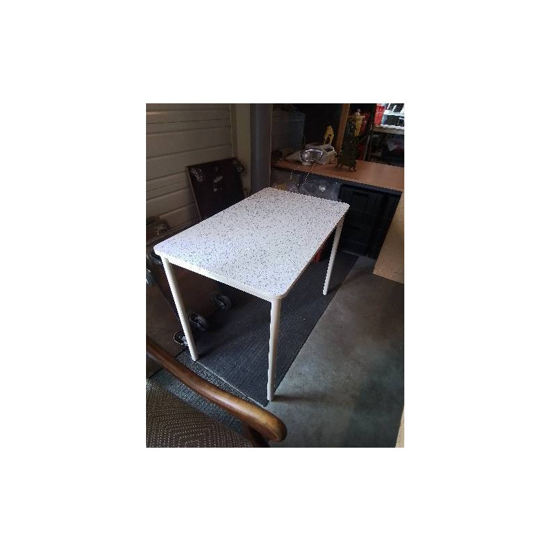 TABLE RECTANGULAIRE MÉTAL ET BOIS ECRU 100X60X74,5CM