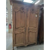 ARMOIRE DE MARIAGE CAUCHOISE BOIS NATUREL SCULPTÉ AU PANIER  226X148X55CM