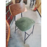 TABOURET DE BAR PIÈTEMENT MÉTAL NOIR DOSSIER BOIS ASSISE TISSU BRONZE