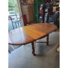 TABLE RONDE A ENTRETOISE BOIS CLAIR PIEDS BALUSTRE 120X75CM 2 RALLONGES 40CM