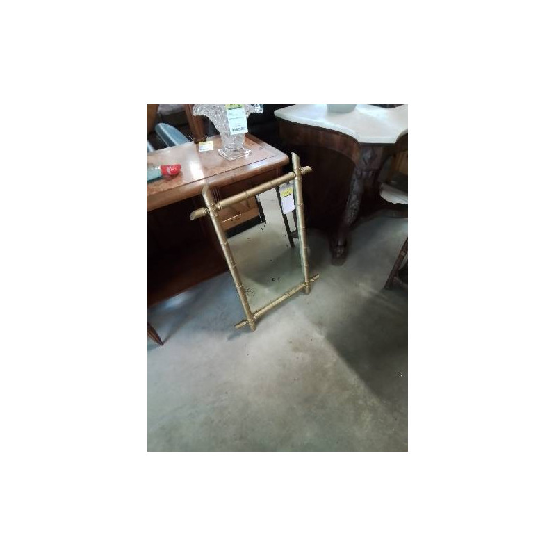 MIROIR FAUX BAMBOU PEINT DORÉ XIXE