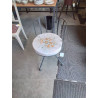 FAUTEUIL PIVOTANT PIÈTEMENT MÉTAL GRIS ASSISE TISSU ECRU AUX FLEURS 