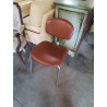 CHAISE PIÈTEMENT MÉTAL CHROMÉ ASSISE ET DOSSIER SKAÏ FAUVE STRAFOR ANNÉES 60