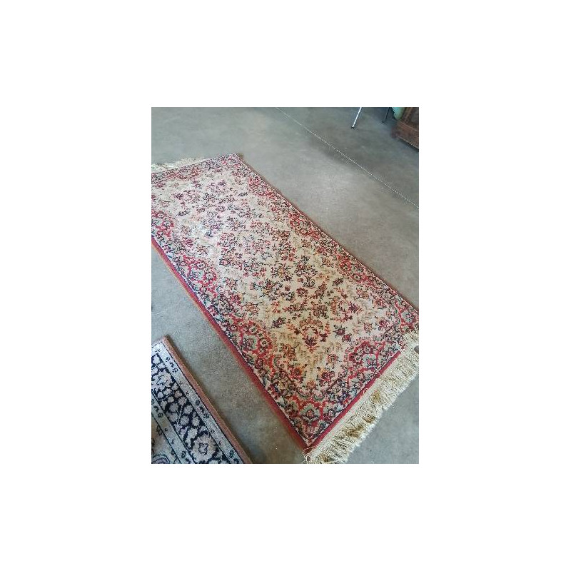 TAPIS LAINE FAIT MAIN ROUGE ECRU VERT JAUNE 140X70