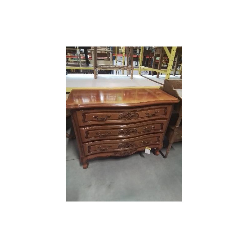 COMMODE GALBEE BOIS CLAIR MOULURÉ 3 TIROIRS STYLE REGENCE COQUILLE 