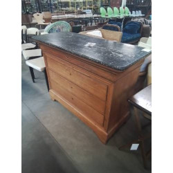 COMMODE LOUIS PHILIPPE 4 TIROIRS DESSUS MARBRE NOIR 