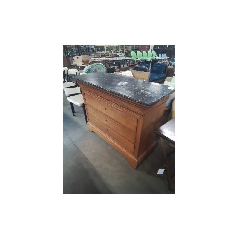 COMMODE LOUIS PHILIPPE 4 TIROIRS DESSUS MARBRE NOIR 