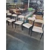 6 CHAISES GONDOLE NF N°14 BOIS ASSISE ET DOSSIER CAPITONNÉ SKAÏ ECRU  ANNÉES 60