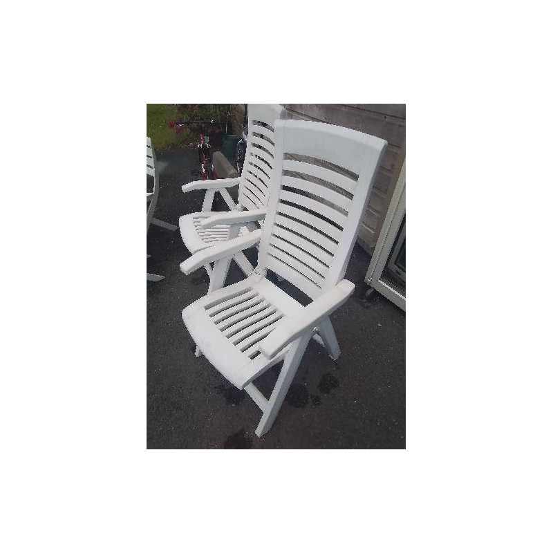 FAUTEUIL DE JARDIN PLIABLE DOSSIER RÉGLABLE RÉSINE BLANC AJOURÉ NARDI
