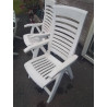 FAUTEUIL DE JARDIN PLIABLE DOSSIER RÉGLABLE RÉSINE BLANC AJOURÉ NARDI
