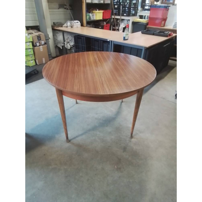 TABLE RONDE BOIS ANNÉES 60 EN L\'ÉTAT 115X74CM