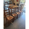 4 CHAISES BOIS PAILLÉ A ENTRETOISE 
