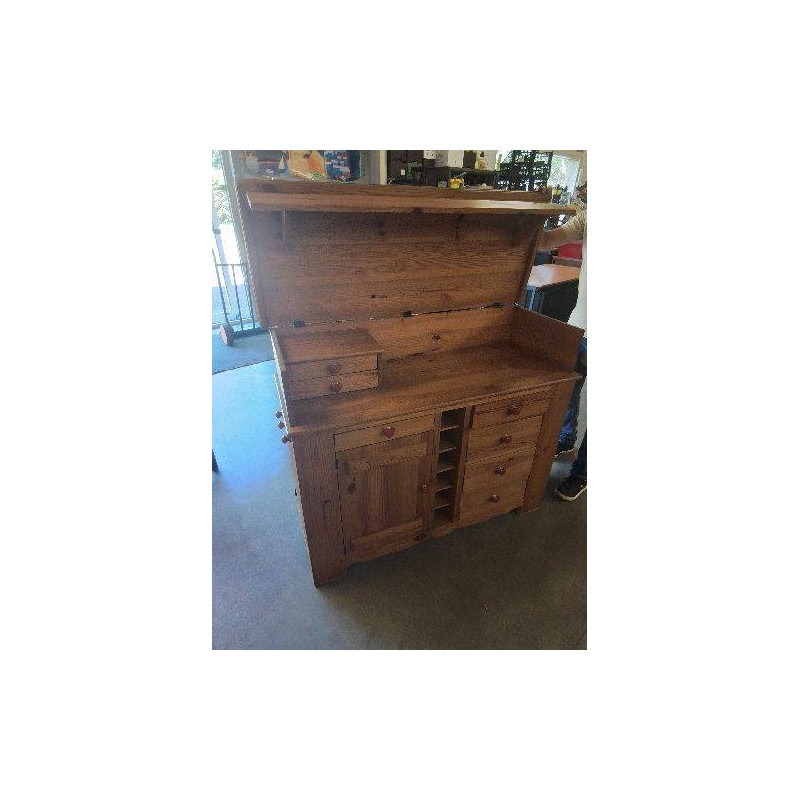 BUFFET BAR A ABATTANTS PIN 4 TIROIRS 6 NICHES 1 PORTE