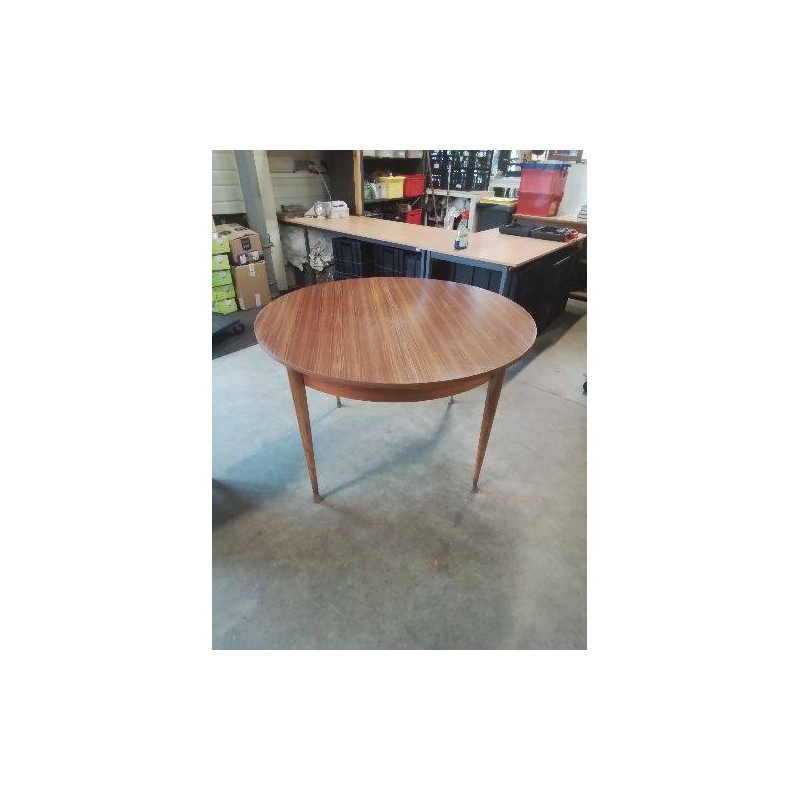TABLE RONDE BOIS ANNÉES 60 EN L\'ÉTAT 115X74CM