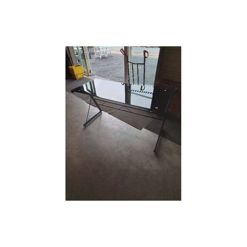 BUREAU RECTANGULAIRE PIÈTEMENT METAL NOIR PLATEAU VERRE 