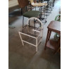 CHEVET MÉTAL BLNAC CINTRÉ 2 TABLETTES VERRE TEINTÉ 