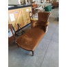 MÉRIDIENNE RECAMIER BOIS CAPITONNÉ VELOURS OCRE