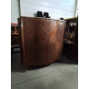 ARMOIRE LINGERE BOIS DE ROSE MARQUETÉ GARNITURES BRONZE 2 PORTES DESSUS MARBRE ROSE VEINÉ 