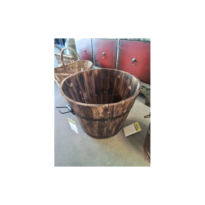 JARDINIÈRE RONDE BOIS CERCLÉ 
