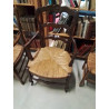 FAUTEUIL DE CHEMINÉE BOIS PAILLÉ DOSSIER CHANTOURNÉ STYLE RÉGENCE COQUILLE 
