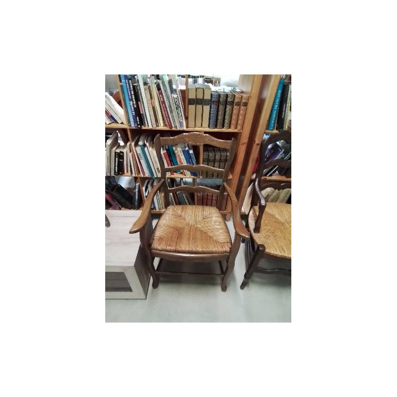 FAUTEUIL DE CHEMINÉE BOIS PAILLÉ STYLE RÉGENCE COQUILLE 
