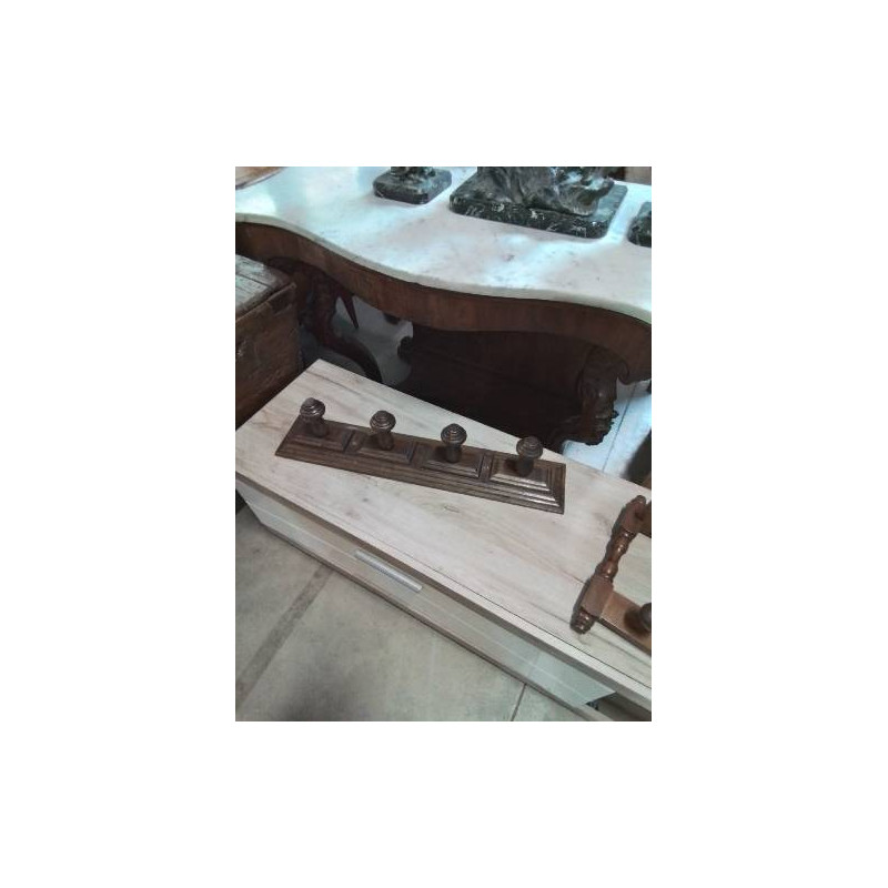 PORTE MANTEAU MURAL BOIS MOULURÉ 4 PATÈRES XIXE