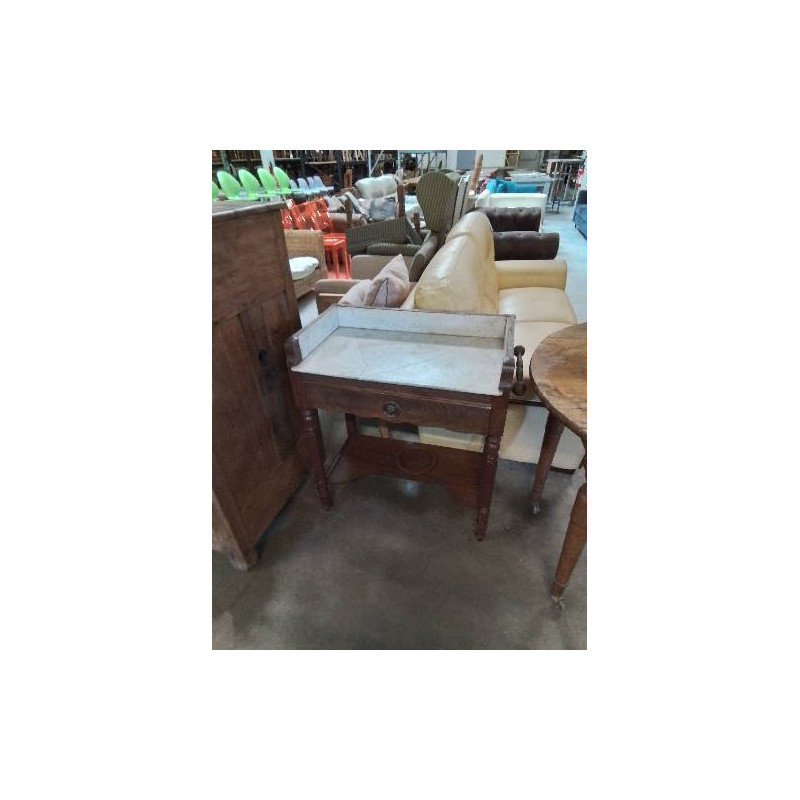 TABLE DE TOILETTE LOUIS PHILIPPE 1 TIROIR DESSUS MARBRE BLANC EN L\'ÉTAT 