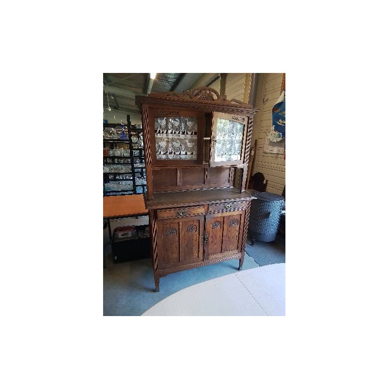 BUFFET VITRÉES 2 CORPS SCULPTÉ 4 PORTES 2 TIROIRS ANNÉES 40