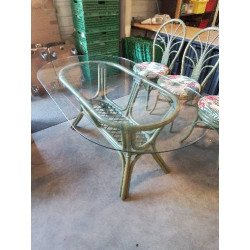 TABLE OVALE ROTIN VERT...