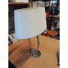 LAMPE PIED OVALE MÉTAL CHROMÉ AJ ECRU