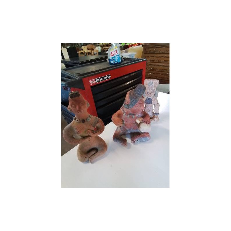 FIGURINE GUERRIER MEXICAIN TERRE CUITE 23CM