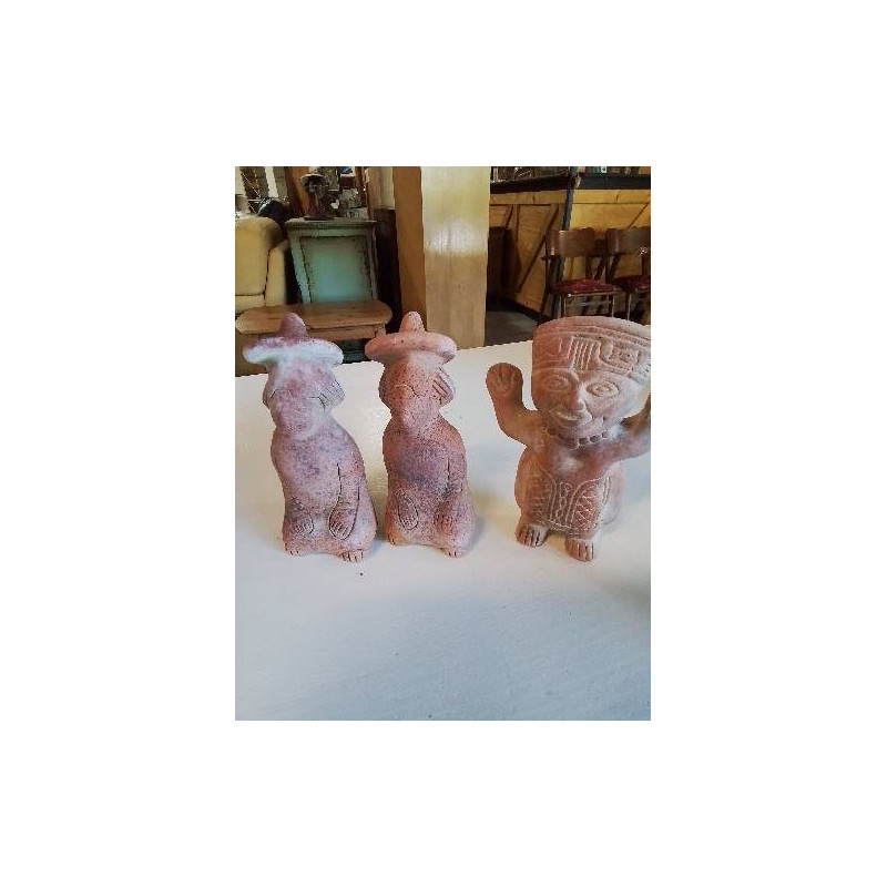 FIGURINE GUERRIER MEXICAIN TERRE CUITE 17CM