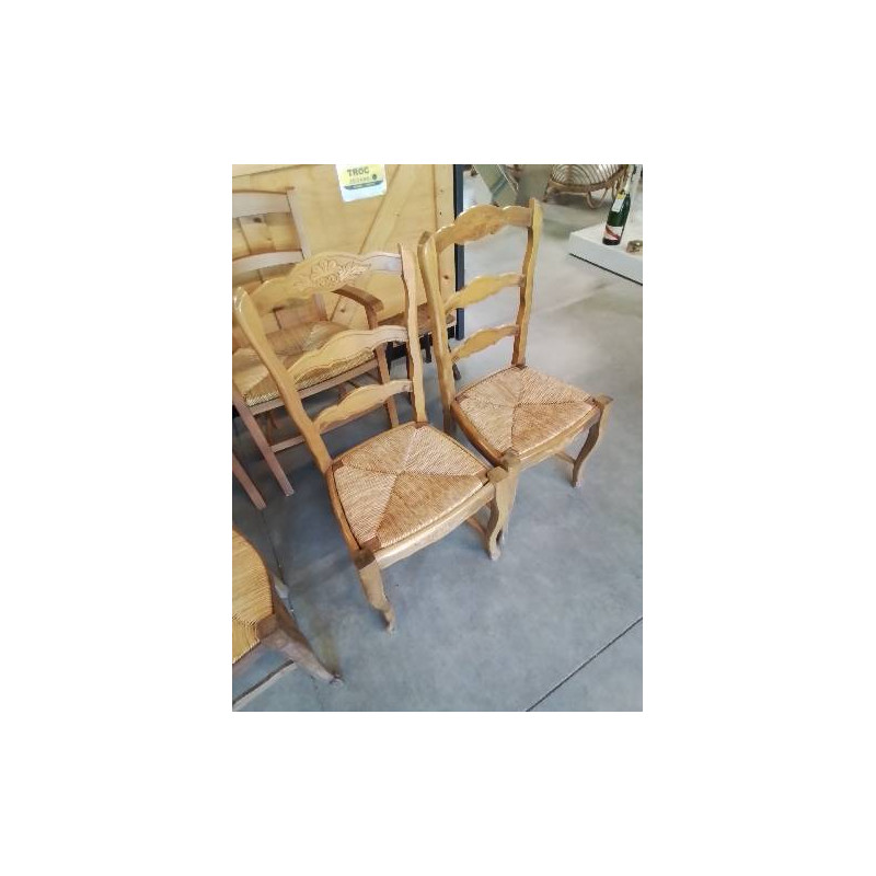 PAIRE DE CHAISES BOIS CLAIR PAILLÉ STYLE RÉGENCE COQUILLE 