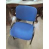 CHAISE D’ACCEUIL PIÈTEMENT MÉTAL NOIR ASSISE ET DOSSIER TISSU BLEU 