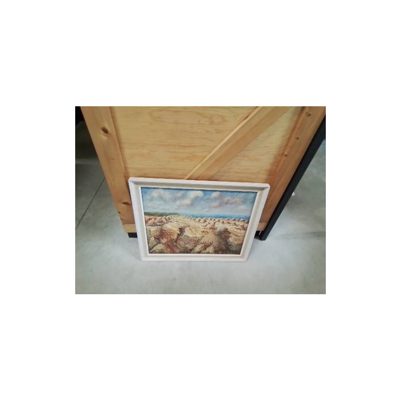 PEINTURE HUILE SUR TOILE MEULES DE BLE   A GRAINVAL MAURICE PEINTRE FECAMPOIS ANNÉES 50/60