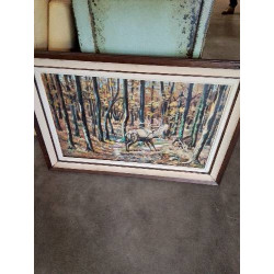 HUILE SUR TOILE CERFS...
