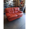 CANAPÉ 2 PLACES CUIR ORANGE ANNÉES 80