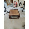 TABLE BASSE CARRÉ ROTIN PLATEAU VANNERIE ANNÉES 60