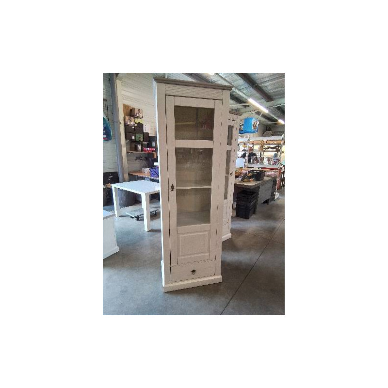 BIBLIOTHÈQUE COLONNE 1 PORTE 1 TIROIR BOIS BLANC 
