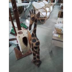 SCULPTURE BOIS GIRAFE 81CM