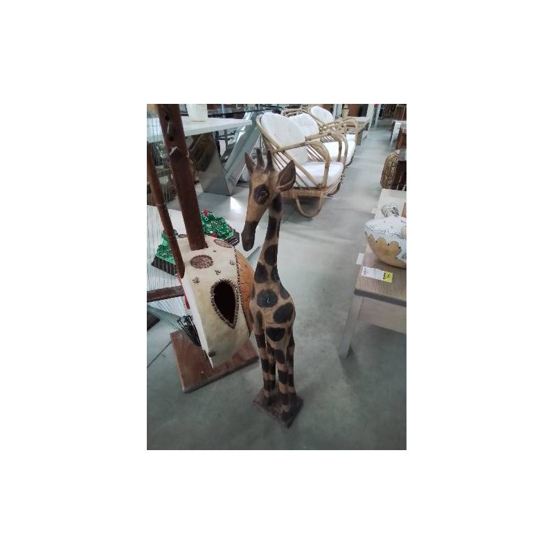 SCULPTURE BOIS GIRAFE 81CM