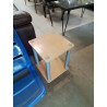 CONSOLE A COLONNES CARRÉ RÉSINE GRIS 2 PLATEAUX BOIS CLAIR