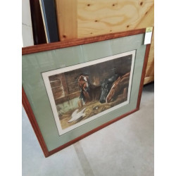 GRAVURE CHEVAUX ET POULE...