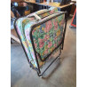 LIT PLIANT METAL NOIR COUSSIN TISSU VERT FLEURI 