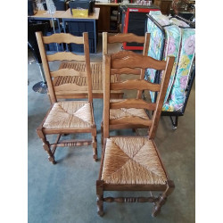3 CHAISES BOIS PAILLÉ A...