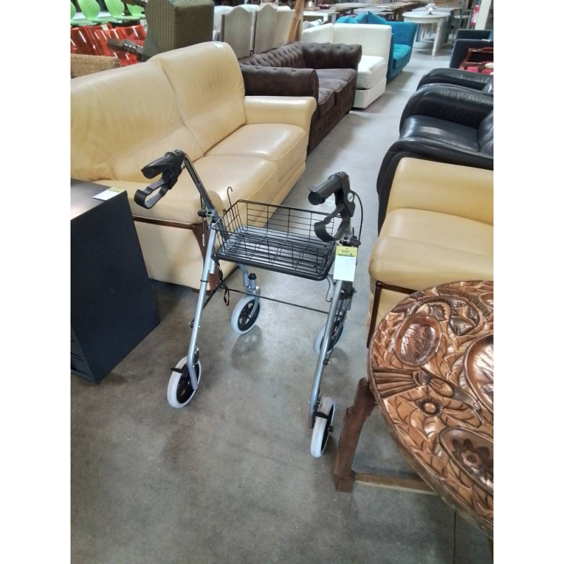 DEHAMBULATEUR PLIANT  4 ROUES MÉTAL GRIS 