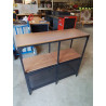 BUFFET MÉTAL NOIR 2 PORTES AJOURÉES 2 PLATEAUX BOIS CLAIR IKEA FJALLBO