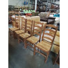 5 CHAISES BOIS CLAIR PAILLÉ A ENTRETOISE PIEDS BALUSTRE DOSSIER 4 BARREAUX CHANTOURNÉ 