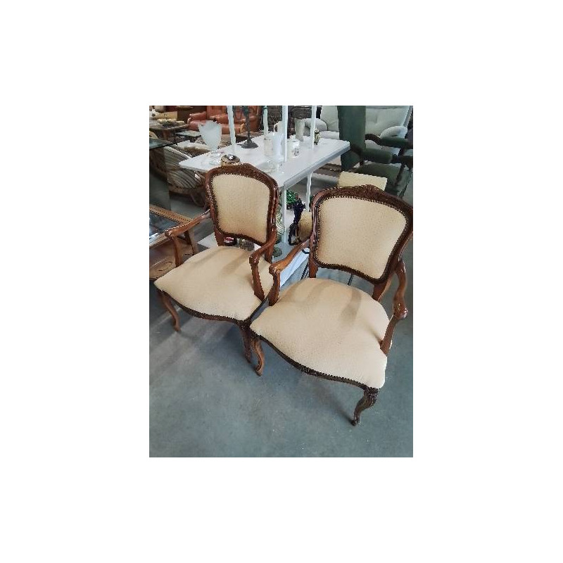 CABRIOLET BOIS ASSISE EG DOSSIER TISSU JAUNE STYLE RÉGENCE 